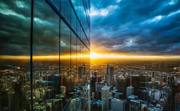 Melbourne downtown sunset